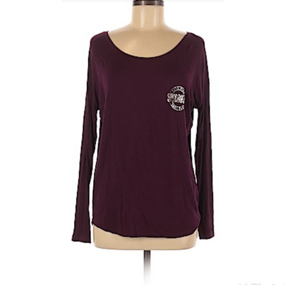 PINK solid colored scoop neck maroon / burgandy